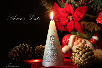 Картинка праздничные новогодние+свечи пуансеттия пламя