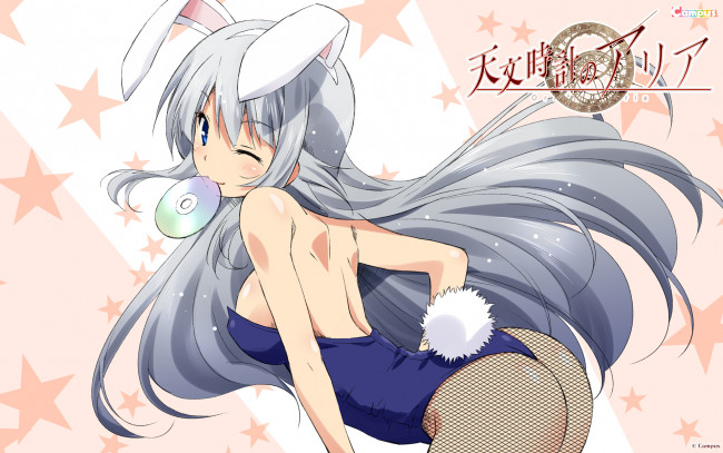 Обои картинки фото аниме, музыка, tsukigami, aria, tenmon, dokei, no, izumi, mahiru, диск, кролик, девушка