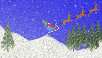Картинка праздничные векторная+графика+ новый+год снег лес горы
