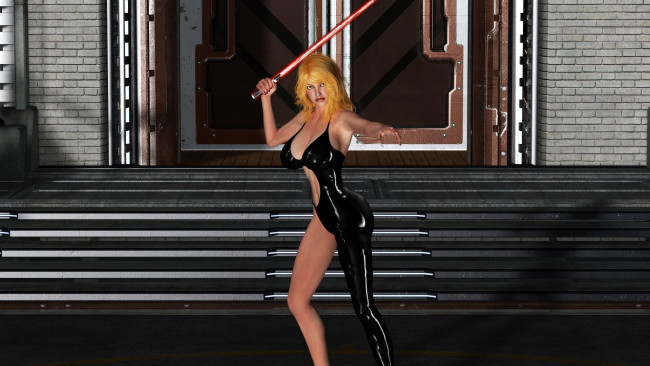 Обои картинки фото 3д графика, фантазия , fantasy, девушка, фон, взгляд, униформа, латекс, меч
