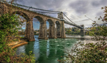 Картинка уэльс города мосты река каменный старинный