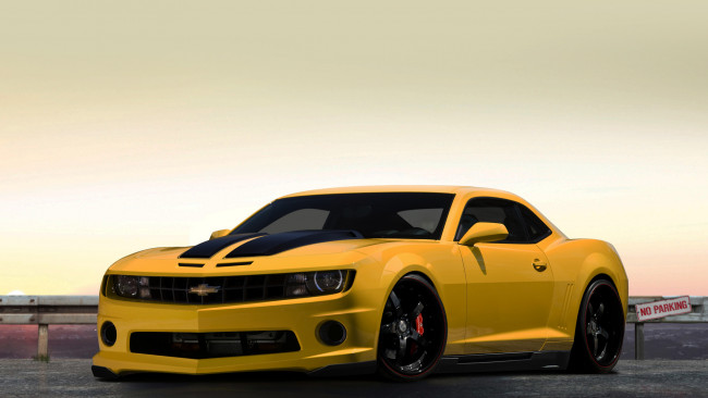 Обои картинки фото автомобили, виртуальный тюнинг, camaro, жёлтый, chevrolet