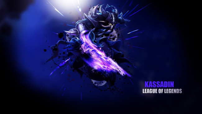 Обои картинки фото видео игры, league of legends, прыжок, рога, монстр, league, of, legends, kassadin