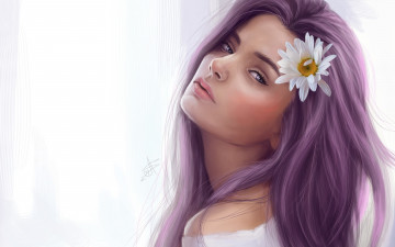 Картинка рисованное люди девушка лицо цветок