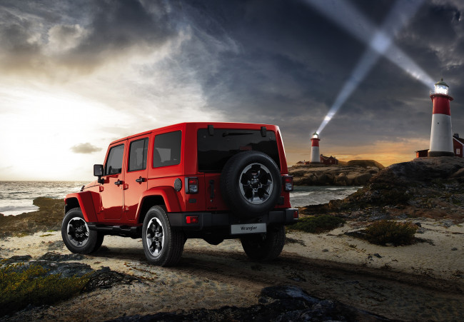 Обои картинки фото автомобили, jeep, красный, 2015г, jk, x, eu-spec, unlimited, wrangler
