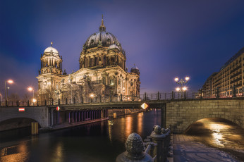 Картинка berlin+cathedral города берлин+ германия собор ночь