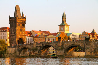 Картинка прага города прага+ Чехия река мост город