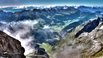 Картинка природа горы панорама облака вершины