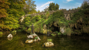 Картинка природа парк скульптура камни водоем