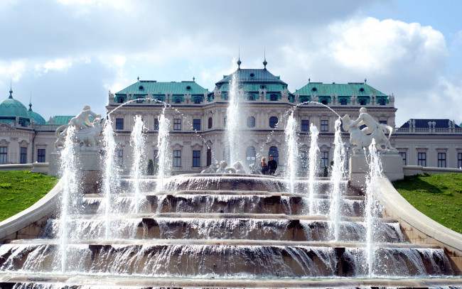 Обои картинки фото города, вена , австрия, дворец, фонтан, красота