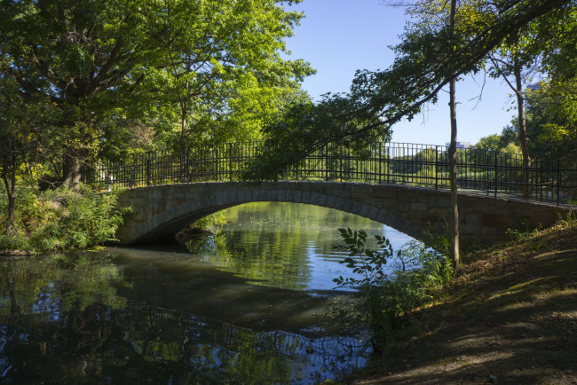 Обои картинки фото природа, парк, мостик, река