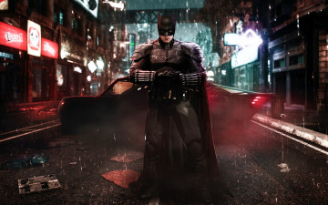 Картинка кино+фильмы the+batman бэтмен машина город дождь
