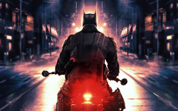 Картинка кино+фильмы the+batman бэтмен мотоцикл город
