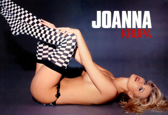 Обои картинки фото девушки, joanna krupa, модель, блондинка, грудь, трусики, чулки
