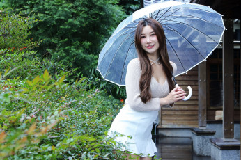 Картинка девушки -+азиатки азиатка платье мини зонт