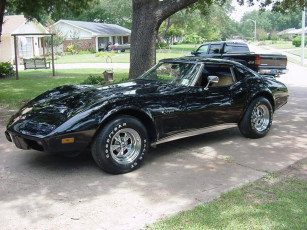 обоя corvette, 1976, l82, автомобили, выставки, уличные, фото