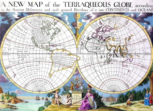 обоя разное, глобусы, карты, старинный, карта, полушария, гравюры