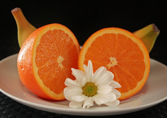 Картинка еда фрукты +ягоды цветок банан апельсин