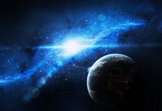 Картинка космос арт планета туманность звёзды искры