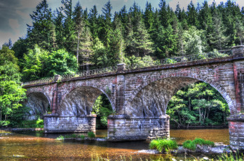 Картинка природа реки озера лес река мост арки