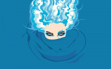 Картинка рисованные люди волос лицо шарф девушка