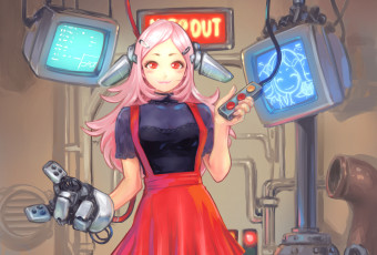 Картинка аниме оружие +техника +технологии carina-xiaowoo экраны киборг девушка взгляд арт