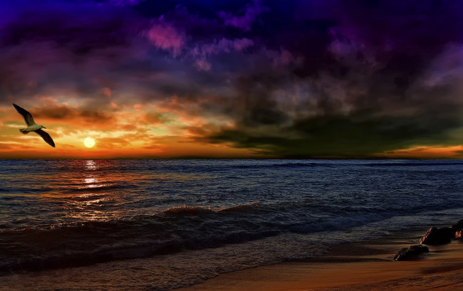 Обои картинки фото природа, восходы, закаты, море