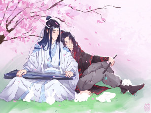 Картинка аниме mo+dao+zu+shi лань ванцзи вэй усянь гуцинь дерево цветение