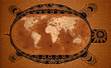 Картинка рисованное vladstudio черепаха карта мир