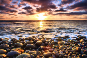 Картинка природа восходы закаты солнце камни море