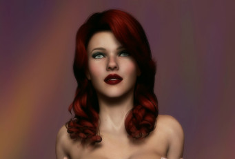 Картинка 3д+графика портрет+ portraits девушка рыжая фон взгляд
