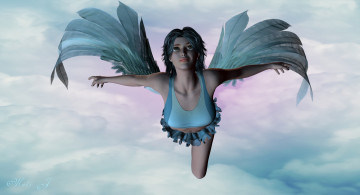 Картинка 3д+графика ангел+ angel фон взгляд девушка крылья полет