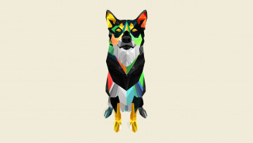 Картинка рисованное минимализм собака фон мозаика