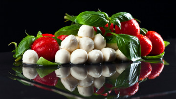 Картинка еда разное моцарелла томаты базилик помидоры