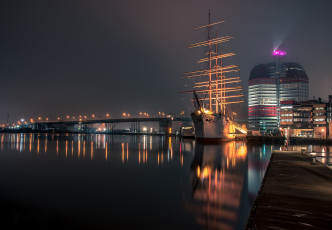 Картинка корабли парусники огни ночь гётеборг швеция