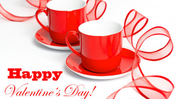 Картинка праздничные день+святого+валентина +сердечки +любовь чашки блюдца лента