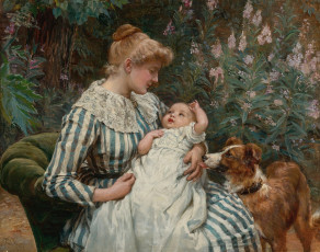 Картинка рисованные frederick morgan мама с ребенком улыбка