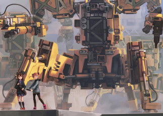 Картинка аниме weapon blood technology девушки робот