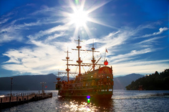 Картинка корабли парусники солнце мачты