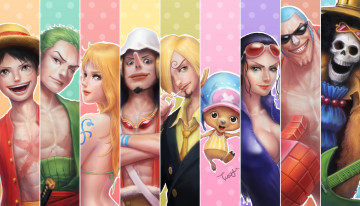 Картинка аниме one piece nami monkey d luffy sanji roronoa zoro usopp chopper nico robin franky brook