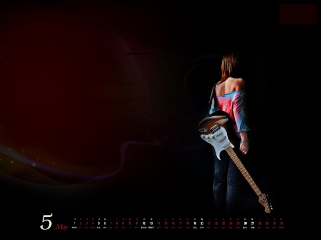 Обои картинки фото календари, девушки, девушка, гитара