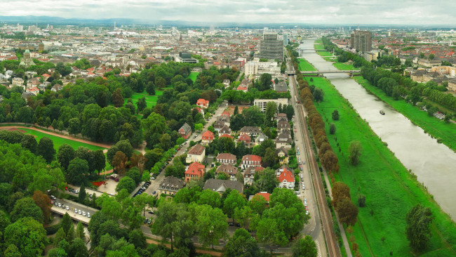 Обои картинки фото города, панорамы, мангейм, парк, луизен, германия
