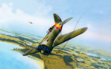 Картинка 16 авиация 3д рисованые graphic истребитель-моноплан советский одномоторный поршневой