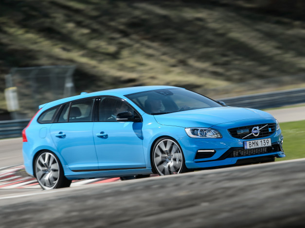 Обои картинки фото автомобили, volvo, v60, polestar, 2014г, синий