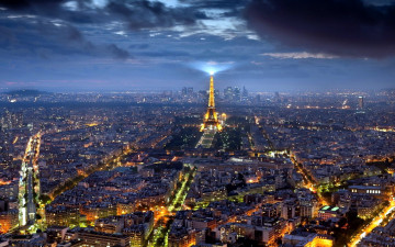 Картинка города париж+ франция панорама ночь