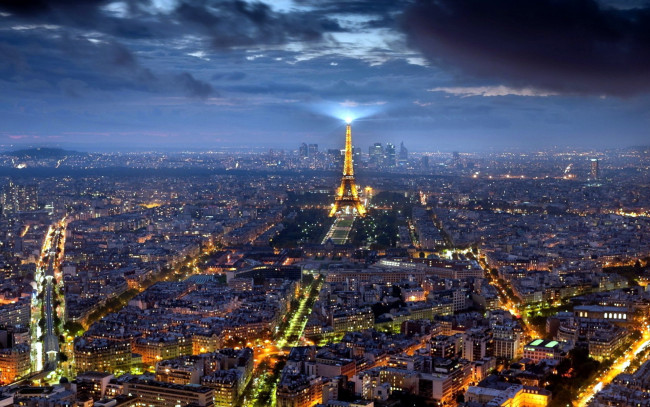 Обои картинки фото города, париж , франция, панорама, ночь