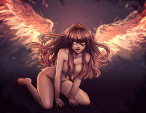 Картинка фэнтези ангелы крылья взгляд фон девушка