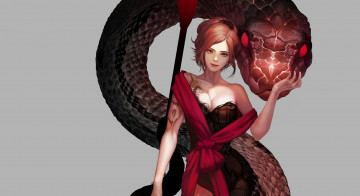Картинка фэнтези красавицы+и+чудовища девушка фентези змея арт анаконда