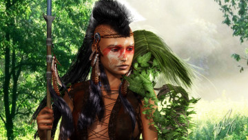Картинка 3д+графика амазонки+ amazon девушка взгляд фон