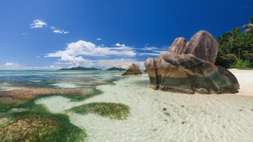 Картинка природа побережье берег камни остров сейшельские острова море